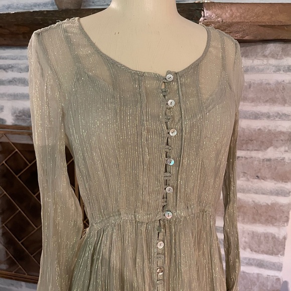 Tan and good thread sheer Free People dress with half slip included - Picture 6 of 13